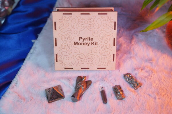 Pyrite Money Kit Containing Pyrite Fairy, Small Pyrite Stone, Pyrite Ganesha , Pyrite Pendent