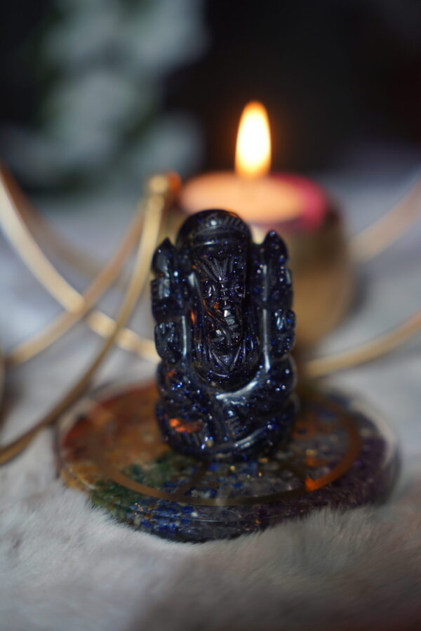 Blue Goldstone Crystal Ganesha