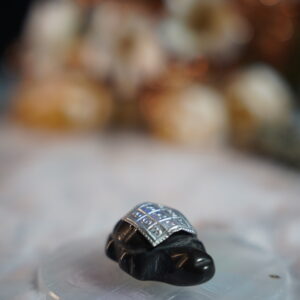 Silver Plated Vastu Yantra Black Crystal Tortoise (4.5 x 3 cm)