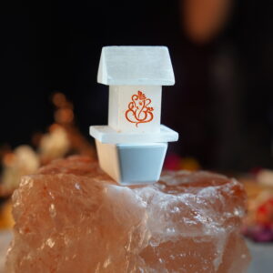 Selenite Lord Ganesha Embedded Lamp