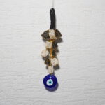 Black Tourmaline with Selenite Car Hanging / Door Hanging Raw Stones with evil eye