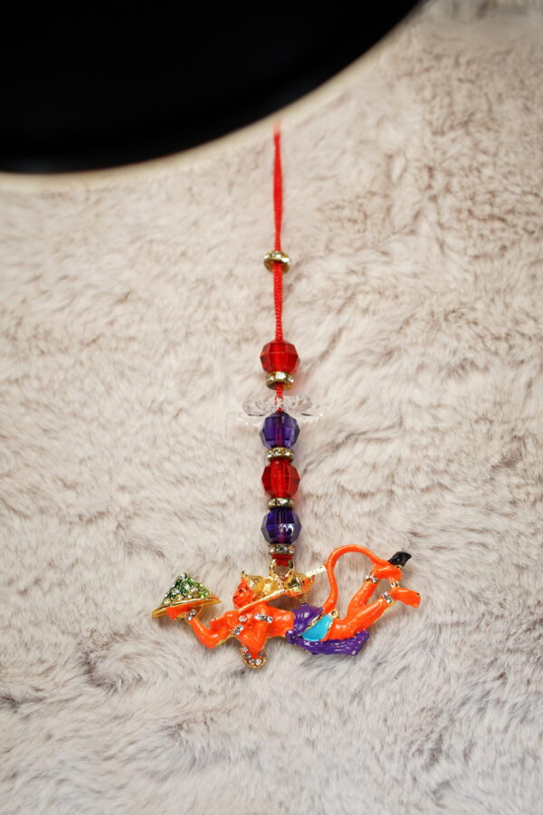 Flying Lord Hanuman with Metal Parvat Multicolor Car/Wall Hanging