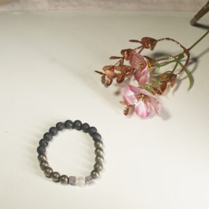 Pyrite and Lava Stone Bracelet