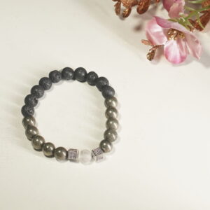 Pyrite and Lava Stone Bracelet