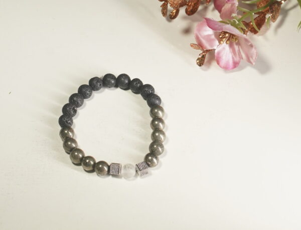 Pyrite and Lava Stone Bracelet