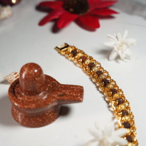 Gold Plated Rudraksha Chain Bracelet