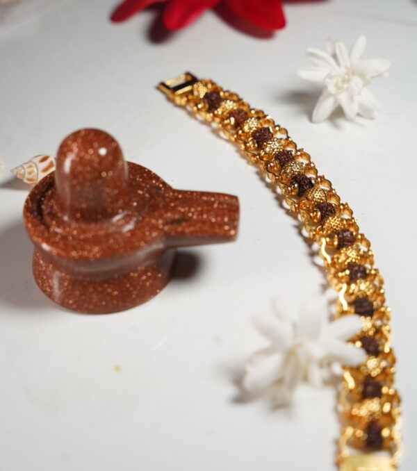 Gold Plated Rudraksha Chain Bracelet