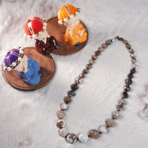 Golden-Black Agate Diamond Cut Necklace