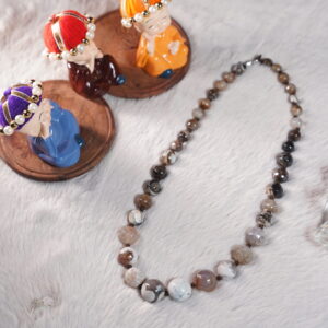 Golden-Black Agate Diamond Cut Necklace