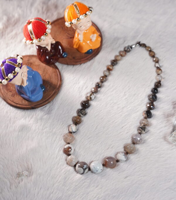 Golden-Black Agate Diamond Cut Necklace